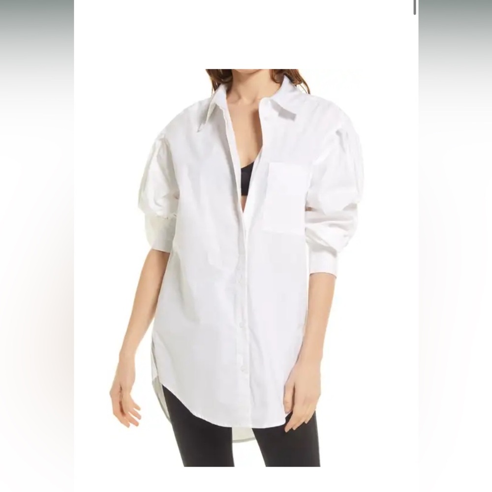 Tunic Elegant White Button-Down Shirt for Women (cotton)